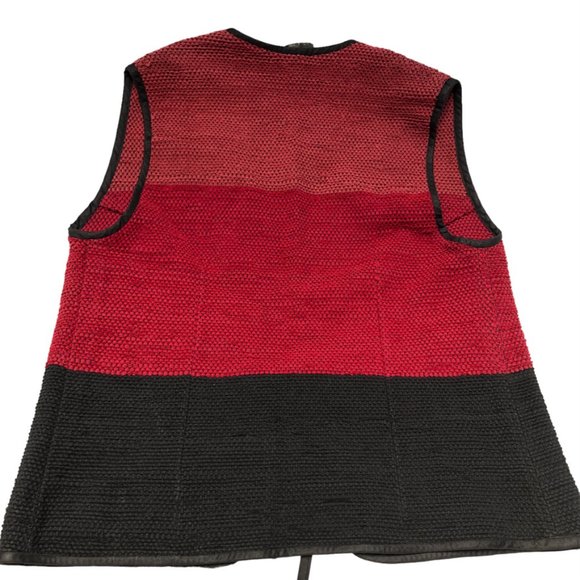 Vintage Hand Made red ombre textured lagenlook tie vest S - Picture 5 of 5